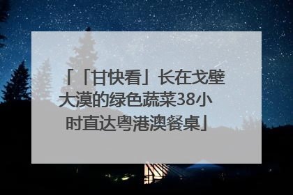 「甘快看」长在戈壁大漠的绿色蔬菜38小时直达粤港澳餐桌