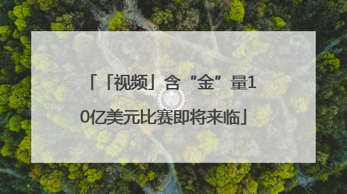 「视频」含“金”量10亿美元比赛即将来临