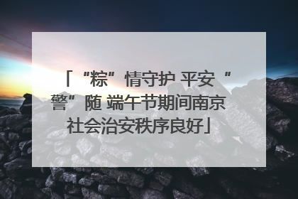 “粽”情守护 平安“警”随 端午节期间南京社会治安秩序良好