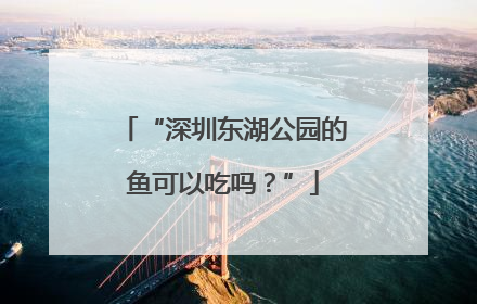“深圳东湖公园的鱼可以吃吗？”