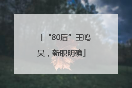 “80后”王鸣昊，新职明确