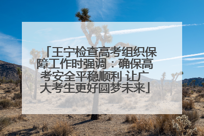 王宁检查高考组织保障工作时强调：确保高考安全平稳顺利 让广大考生更好圆梦未来