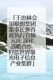王忠林会见联想集团董事长兼首席执行官杨元庆 深化战略合作 打造世界级光电子信息产业集群