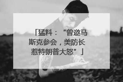 猛料：“曾邀马斯克参会，美防长惹特朗普大怒”