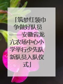 筑梦红领巾 争做好队员——安徽省龙亢农场中心小学举行少先队新队员入队仪式