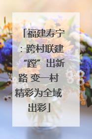 福建寿宁：跨村联建“蹚”出新路 变一村精彩为全域出彩