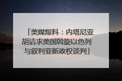 美媒爆料：内塔尼亚胡请求美国斡旋以色列与叙利亚新政权谈判