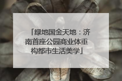 绿地国金天地：济南首座公园商业体重构都市生活美学