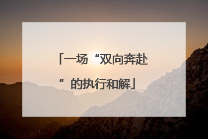 一场“双向奔赴”的执行和解