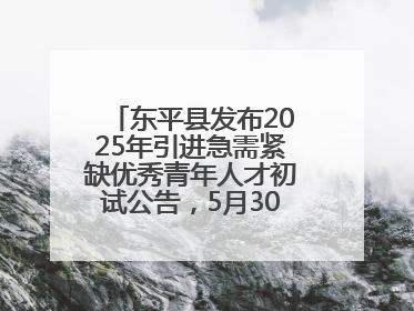 东平县发布2025年引进急需紧缺优秀青年人才初试公告，5月30日开展面谈