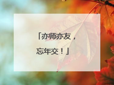 亦师亦友，忘年交！