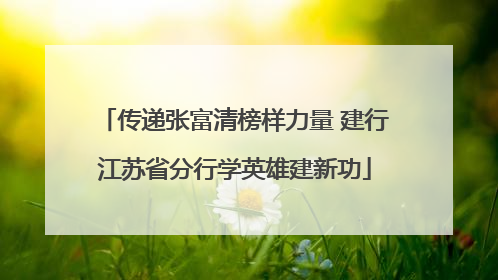 传递张富清榜样力量 建行江苏省分行学英雄建新功