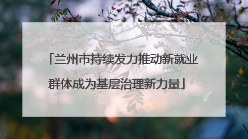 兰州市持续发力推动新就业群体成为基层治理新力量
