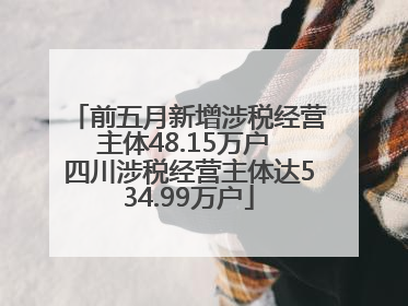 前五月新增涉税经营主体48.15万户 四川涉税经营主体达534.99万户
