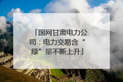 国网甘肃电力公司：电力交易含“绿”量不断上升