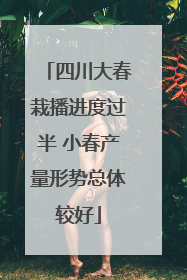四川大春栽播进度过半 小春产量形势总体较好