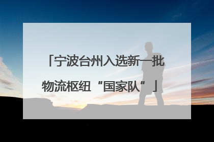 宁波台州入选新一批物流枢纽“国家队”