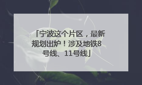 宁波这个片区，最新规划出炉！涉及地铁8号线、11号线
