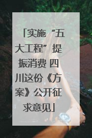 实施“五大工程”提振消费 四川这份《方案》公开征求意见