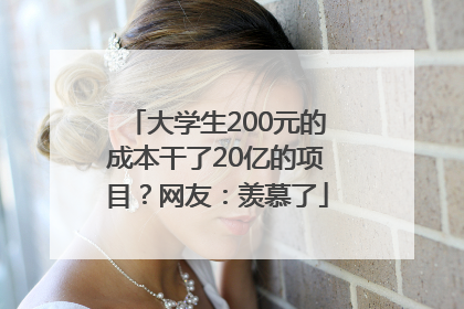 大学生200元的成本干了20亿的项目？网友：羡慕了