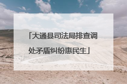 大通县司法局排查调处矛盾纠纷惠民生