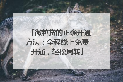 微粒贷的正确开通方法：全程线上免费开通，轻松周转