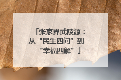 张家界武陵源：从“民生四问”到“幸福四解”