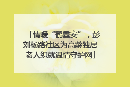 情暖“鹤耋安”，彭刘杨路社区为高龄独居老人织就温情守护网