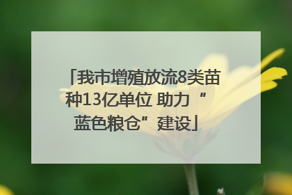 我市增殖放流8类苗种13亿单位 助力“蓝色粮仓”建设