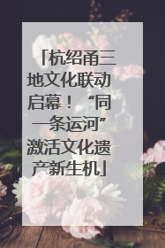 杭绍甬三地文化联动启幕！“同一条运河”激活文化遗产新生机