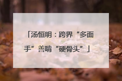 汤恒明：跨界“多面手”善啃“硬骨头”