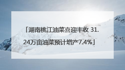 湖南桃江油菜喜迎丰收 31.24万亩油菜预计增产7.4%