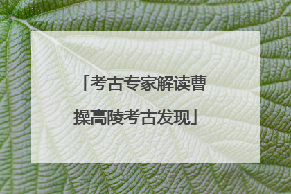 考古专家解读曹操高陵考古发现