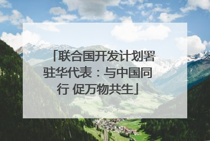 联合国开发计划署驻华代表：与中国同行 促万物共生