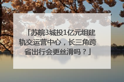 苏皖3城投1亿元组建轨交运营中心，长三角跨省出行会更丝滑吗？