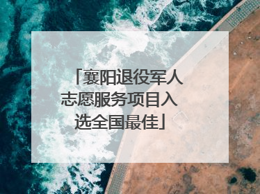 襄阳退役军人志愿服务项目入选全国最佳