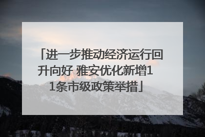 进一步推动经济运行回升向好 雅安优化新增11条市级政策举措