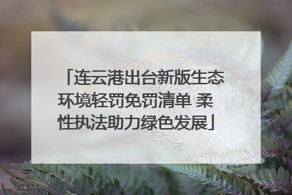 连云港出台新版生态环境轻罚免罚清单 柔性执法助力绿色发展