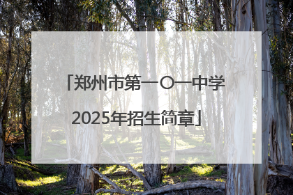 郑州市第一〇一中学2025年招生简章