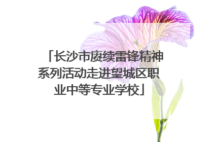 长沙市赓续雷锋精神系列活动走进望城区职业中等专业学校
