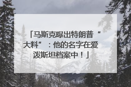 马斯克曝出特朗普“大料”：他的名字在爱泼斯坦档案中！