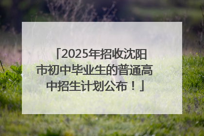 2025年招收沈阳市初中毕业生的普通高中招生计划公布！