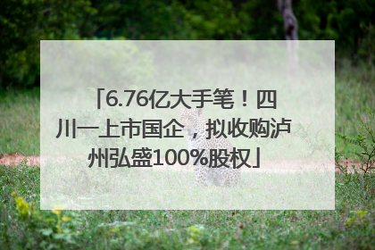 6.76亿大手笔！四川一上市国企，拟收购泸州弘盛100%股权
