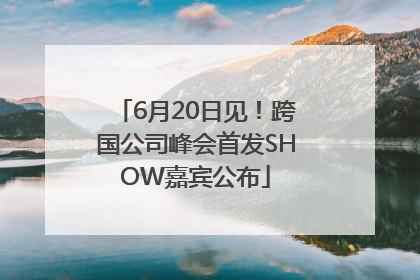 6月20日见！跨国公司峰会首发SHOW嘉宾公布